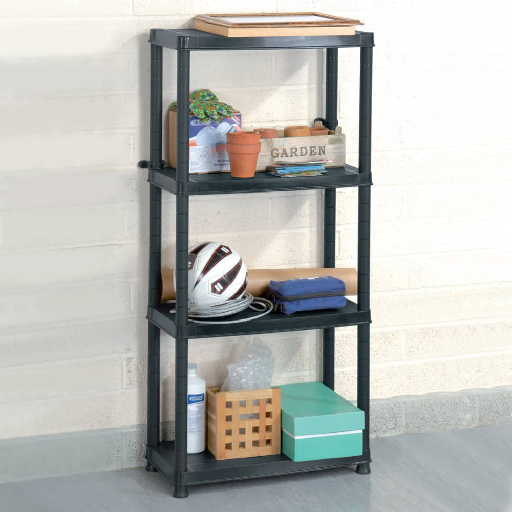 vidaXL Storage Rack 4-Tier Black 61x30.5x130 cm Plastic