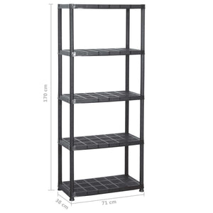 vidaXL Storage Rack 5-Tier Black 71x38x170 cm Plastic