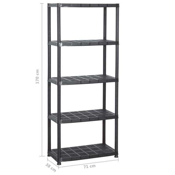 vidaXL Storage Rack 5-Tier Black 71x38x170 cm Plastic