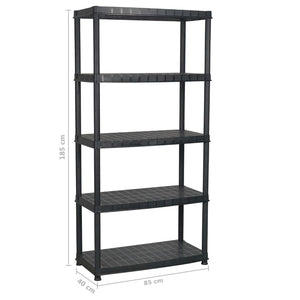 vidaXL Storage Rack 5-Tier Black 85x40x185 cm Plastic