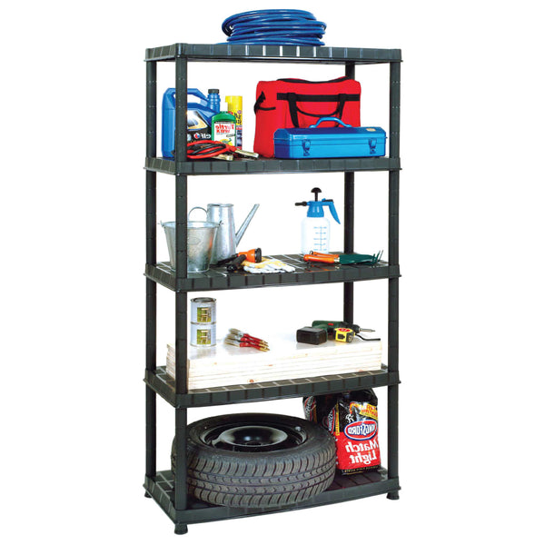 vidaXL Storage Rack 5-Tier Black 91.5x45.7x185 cm Plastic