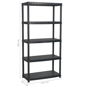 vidaXL Storage Rack 5-Tier Black 91.5x45.7x185 cm Plastic