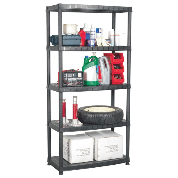 vidaXL Storage Rack 5-Tier Black 91.5x45.7x185 cm Plastic