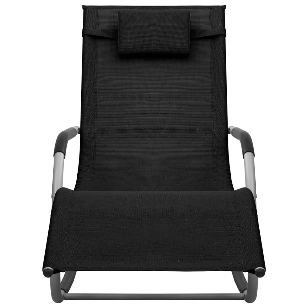 vidaXL Sun Lounger Textilene Black and Grey