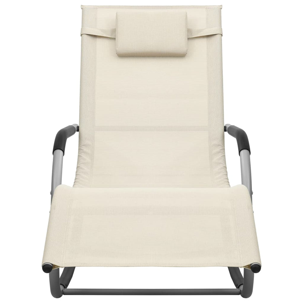 vidaXL Sun Lounger Textilene Cream and Grey