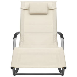 vidaXL Sun Lounger Textilene Cream and Grey