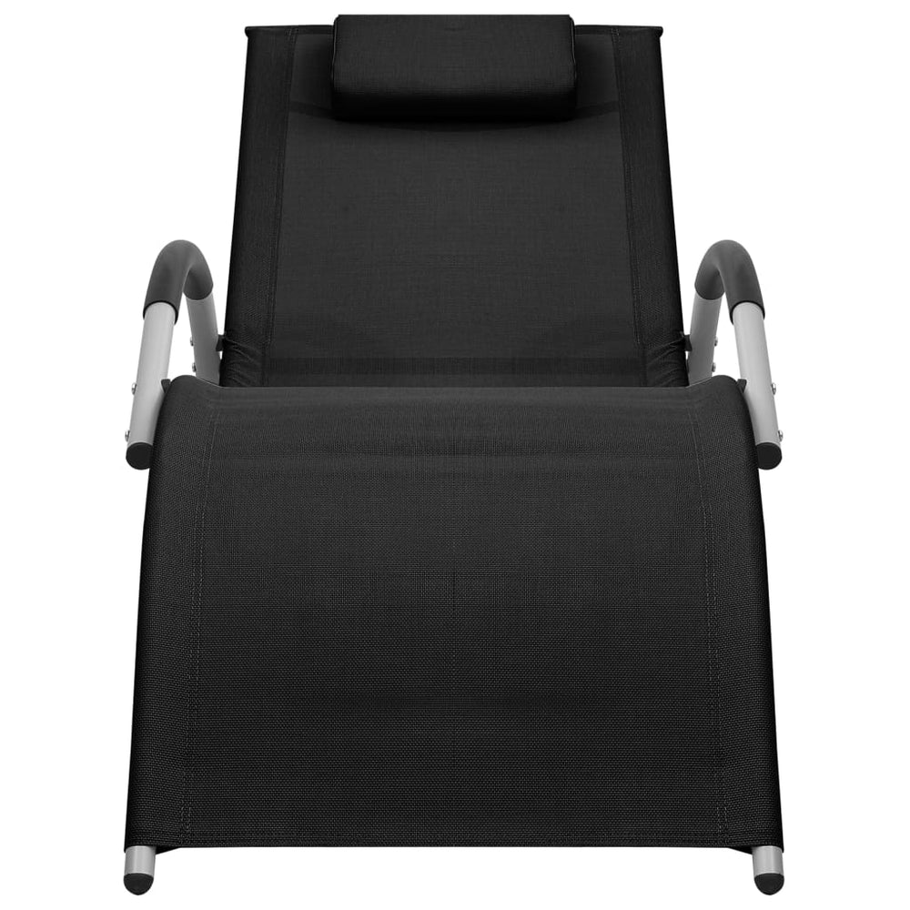 vidaXL Sun Lounger Textilene Black and Grey