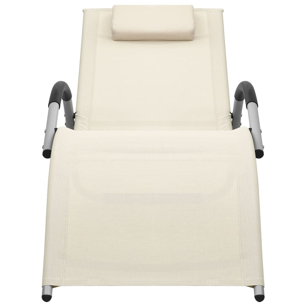 vidaXL Sun Lounger Textilene Cream and Grey