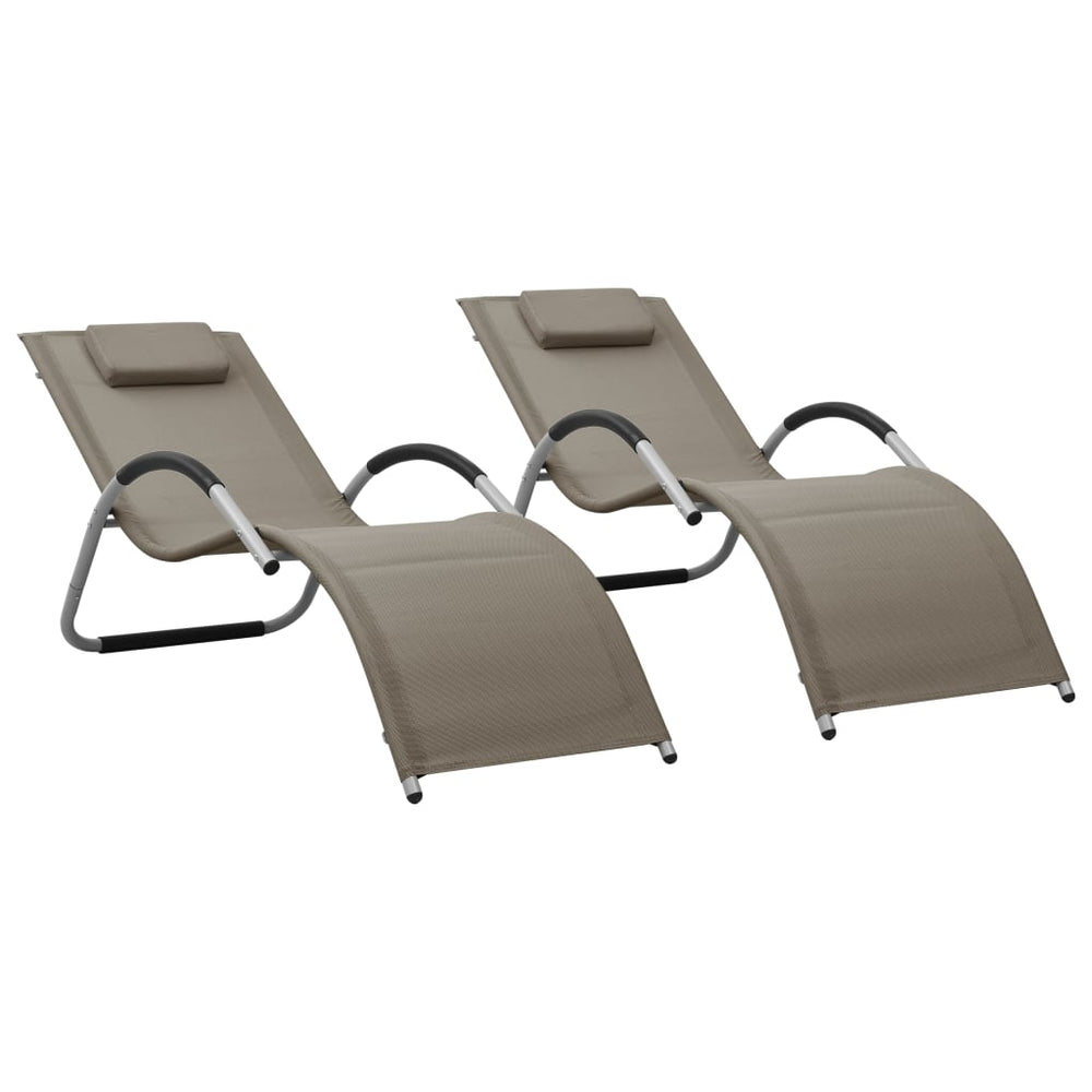 vidaXL Sun Loungers Textilene 2 pcs. Taupe and Gray