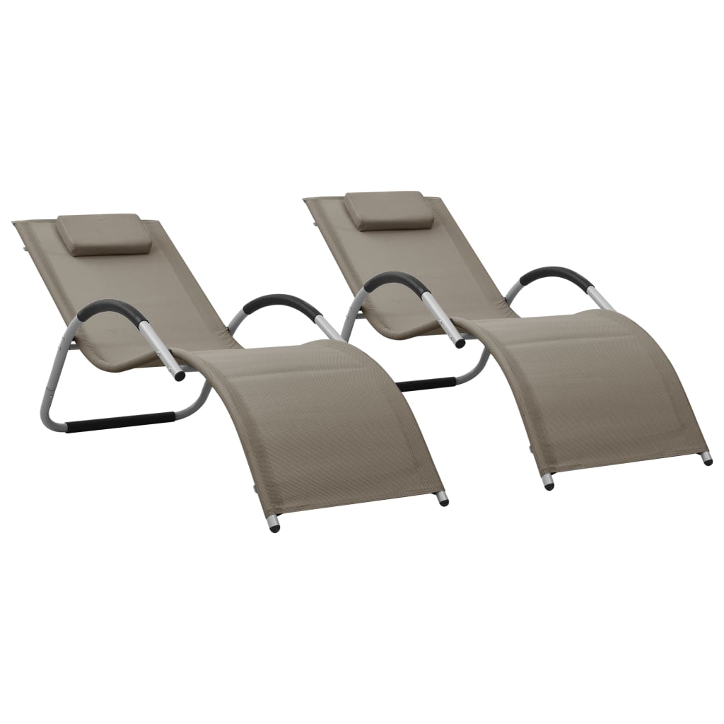 vidaXL Sun Loungers Textilene 2 pcs. Taupe and Gray