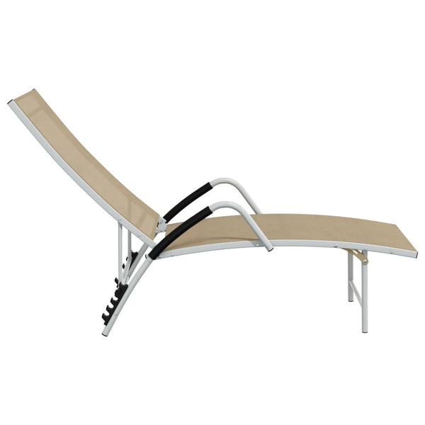 vidaXL Sun Lounger Textilene and Aluminum Cream