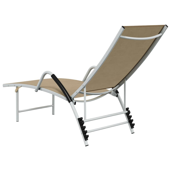 vidaXL Sun Lounger Textilene and Aluminum Cream