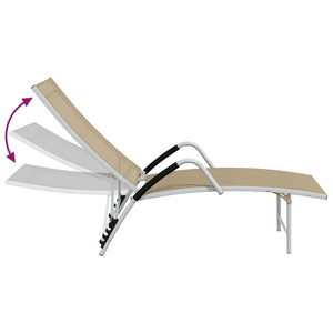 vidaXL Sun Lounger Textilene and Aluminum Cream