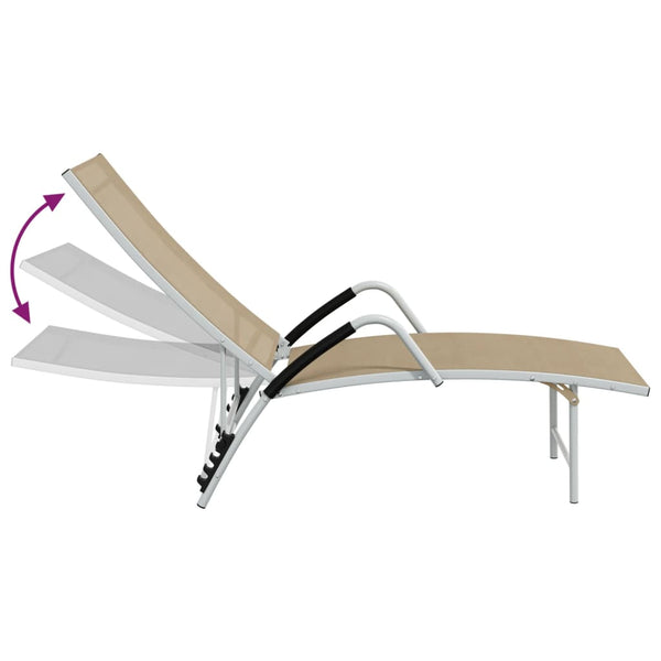 vidaXL Sun Lounger Textilene and Aluminum Cream