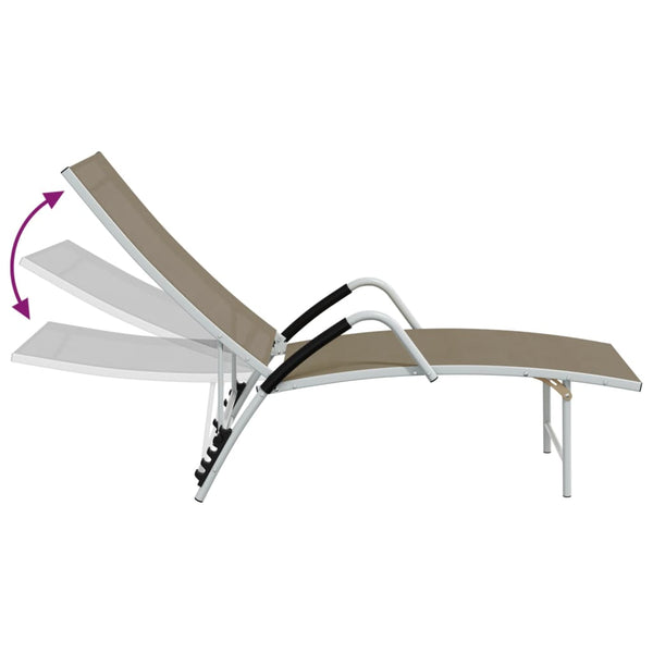 vidaXL Sun Lounger Textilene and Aluminum Taupe
