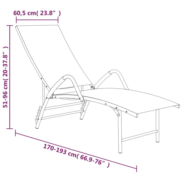 vidaXL Sun Lounger Textilene and Aluminum Taupe