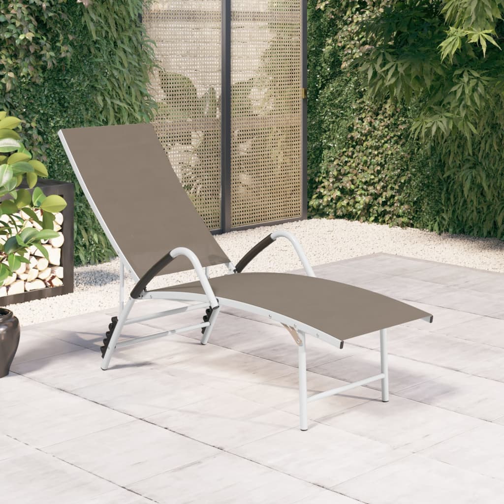 vidaXL Sun Lounger Textilene and Aluminum Taupe