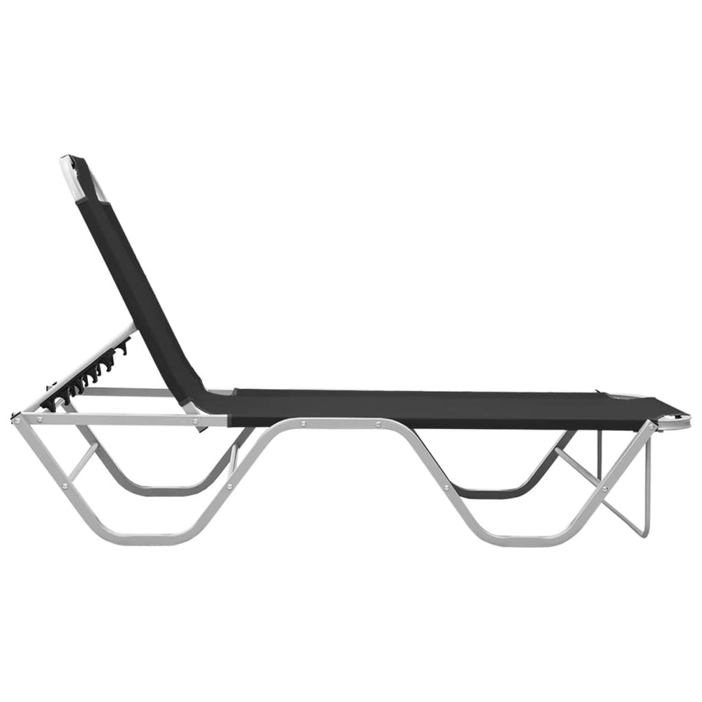 vidaXL Sun Lounger Aluminum and Textilene Black