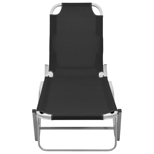 vidaXL Sun Lounger Aluminum and Textilene Black