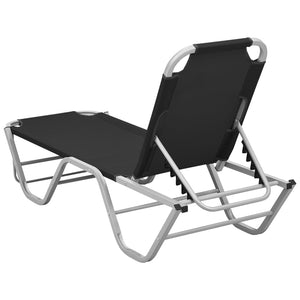 vidaXL Sun Lounger Aluminum and Textilene Black