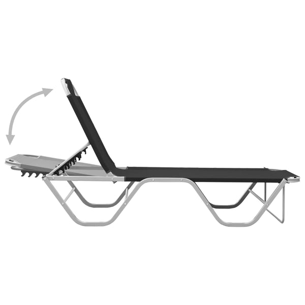 vidaXL Sun Lounger Aluminum and Textilene Black