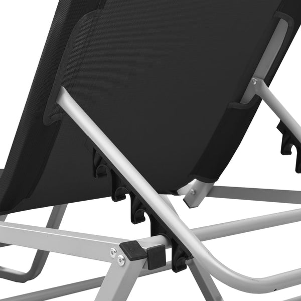 vidaXL Sun Lounger Aluminum and Textilene Black
