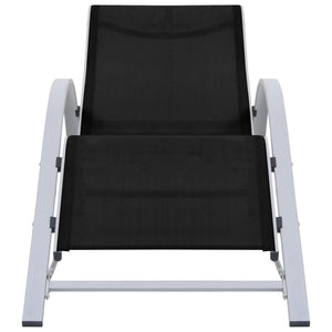 Sonnenliegen 2 Stk. mit Tisch Aluminium Schwarz