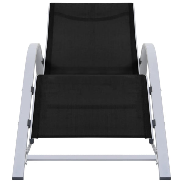 Sonnenliegen 2 Stk. mit Tisch Aluminium Schwarz