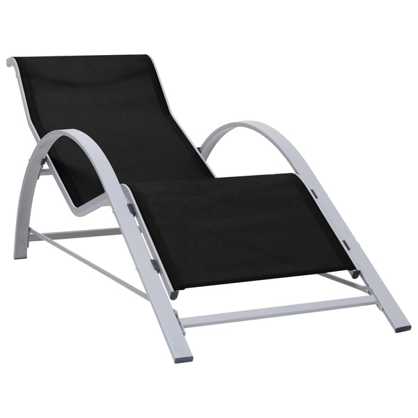 Sonnenliegen 2 Stk. mit Tisch Aluminium Schwarz