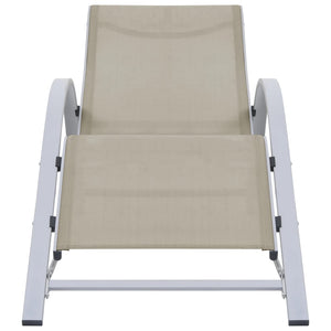 Sonnenliegen 2 Stk. mit Tisch Aluminium Cremeweiß