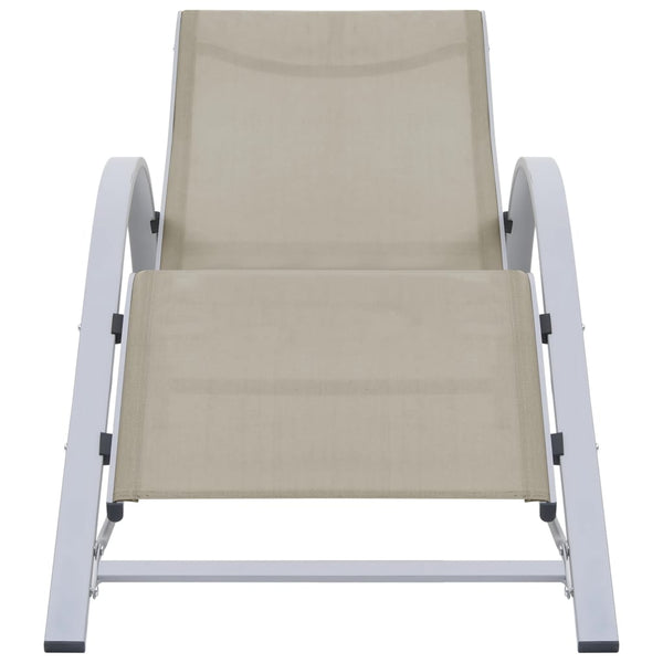 Sonnenliegen 2 Stk. mit Tisch Aluminium Cremeweiß