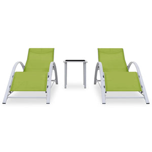 Sonnenliegen 2 Stk. mit Tisch Aluminium Grün