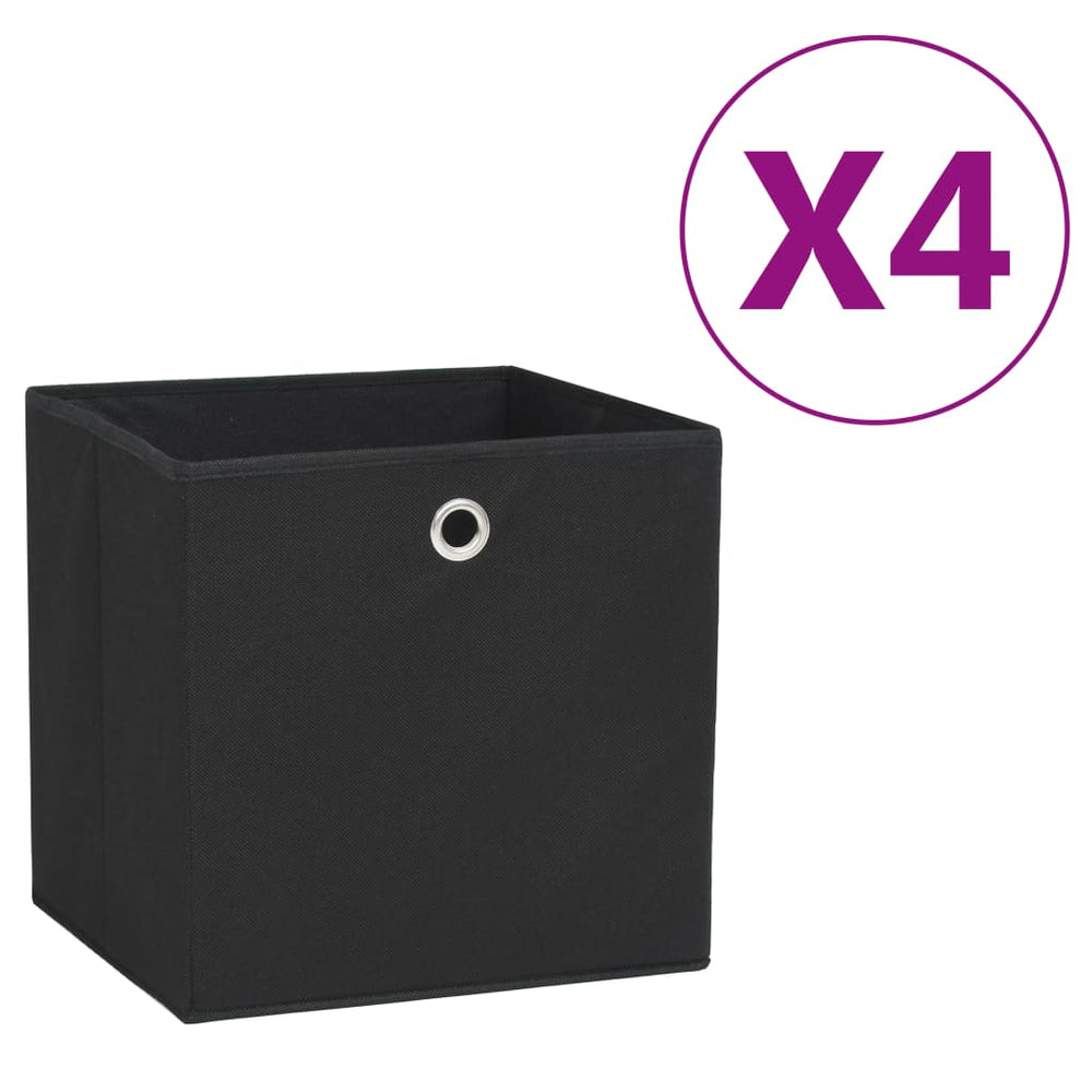 vidaXL Storage Boxes 4 pcs. Non-Woven Fabric 28x28x28 cm Black