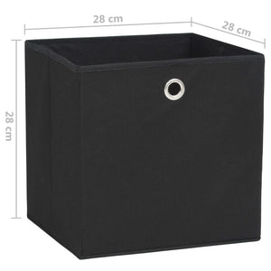 vidaXL Storage Boxes 4 pcs. Non-Woven Fabric 28x28x28 cm Black