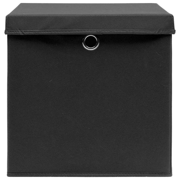 vidaXL Storage Boxes with Lids 4 pcs. 28x28x28 cm Black