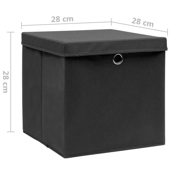 vidaXL Storage Boxes with Lids 4 pcs. 28x28x28 cm Black