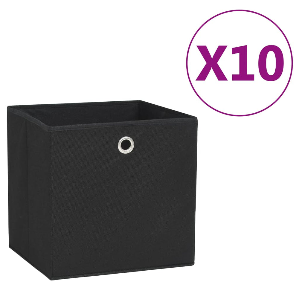 vidaXL Storage Boxes 10 pcs. Non-woven Fabric 28x28x28 cm Black