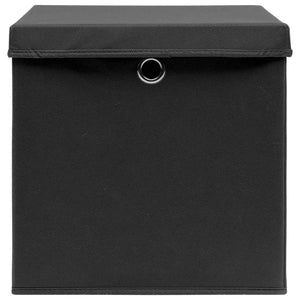 vidaXL Storage Boxes with Lids 10 pcs 28x28x28 cm Black