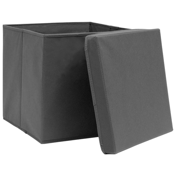 vidaXL Storage Boxes with Lids 4 pcs. 28x28x28 cm Gray