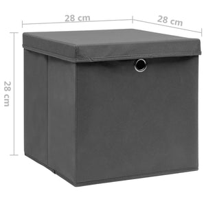 vidaXL Storage Boxes with Lids 4 pcs. 28x28x28 cm Gray