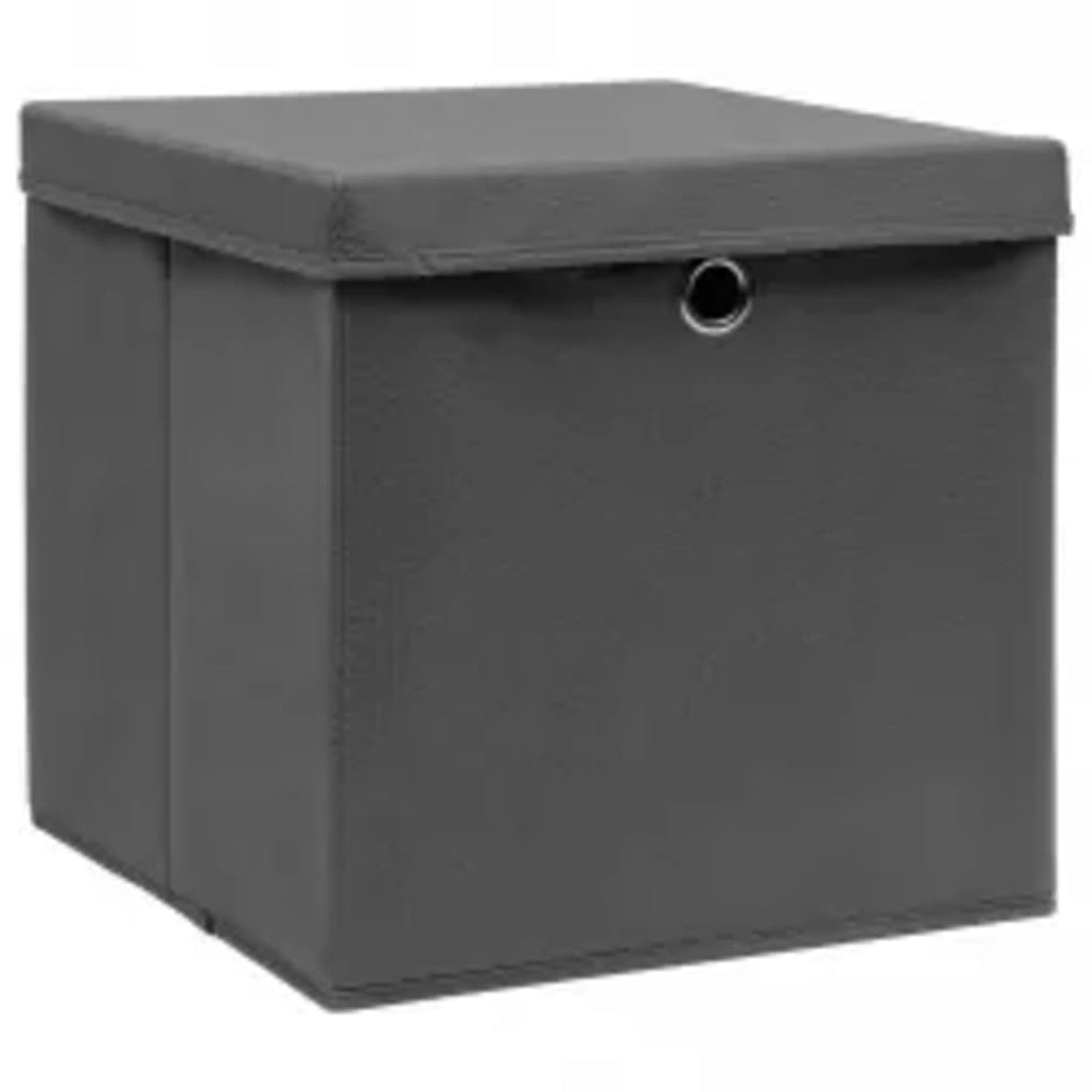 vidaXL Storage Boxes with Lids 10 pcs. 28x28x28 cm Grey