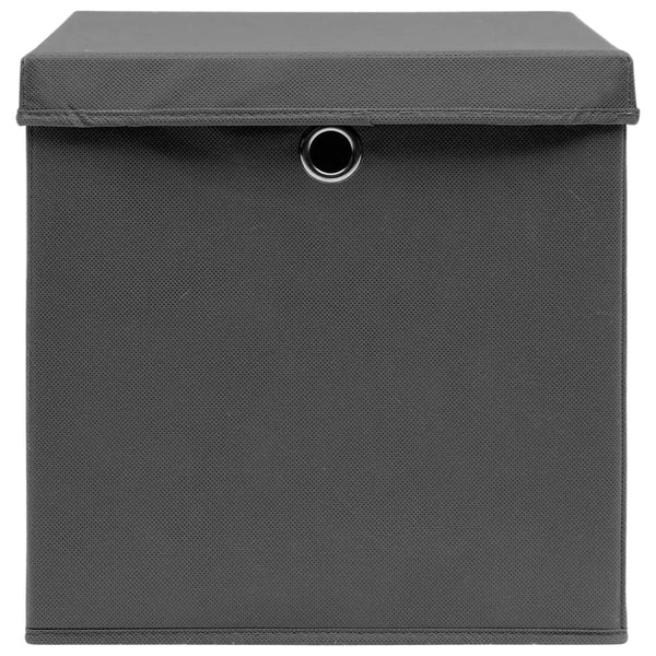 vidaXL Storage Boxes with Lids 10 pcs. 28x28x28 cm Grey