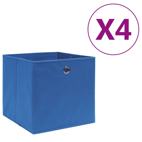 vidaXL Storage Boxes 4 pcs Non-Woven Fabric 28x28x28 cm Blue