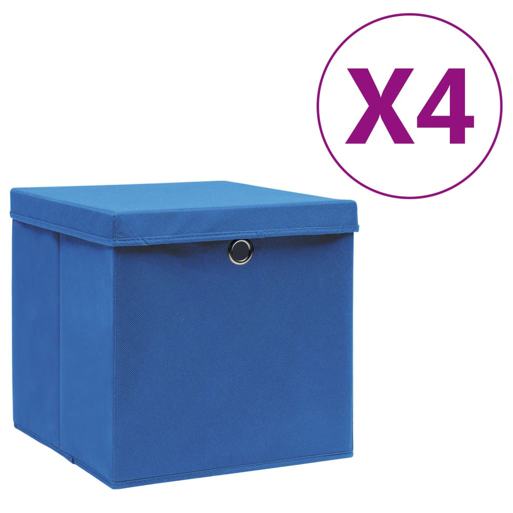 vidaXL Storage Boxes with Lids 4 pcs. 28x28x28 cm Blue