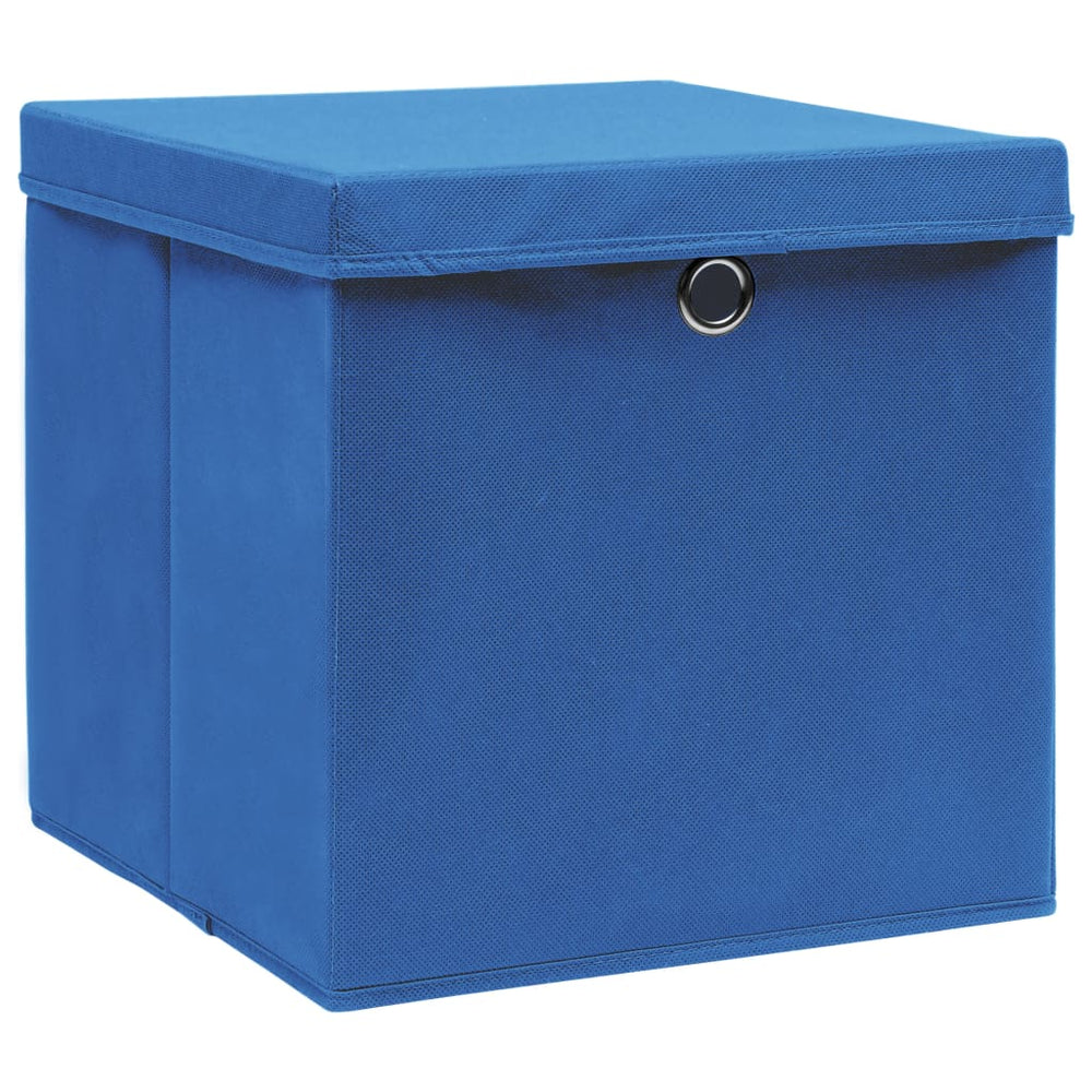 vidaXL Storage Boxes with Lids 10 pcs 28x28x28 cm Blue