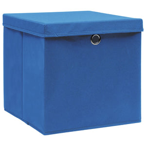 vidaXL Storage Boxes with Lids 10 pcs 28x28x28 cm Blue
