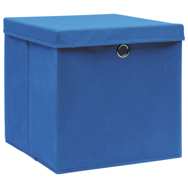 vidaXL Storage Boxes with Lids 10 pcs 28x28x28 cm Blue