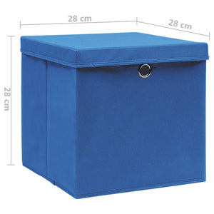 vidaXL Storage Boxes with Lids 10 pcs 28x28x28 cm Blue