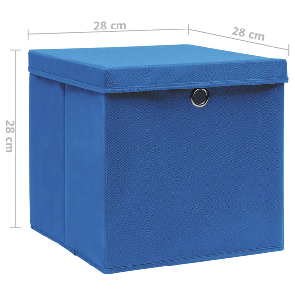 vidaXL Storage Boxes with Lids 10 pcs 28x28x28 cm Blue