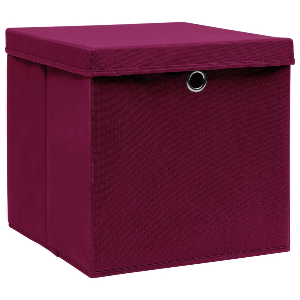 vidaXL Storage Boxes with Lids 4 pcs 28x28x28 cm Dark Red